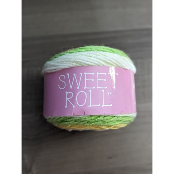 Premier Yarns 1047-28 Sweet Roll Yarn Melon Pop 5 oz/245yds Acrylic Yellow Green - Picture 4 of 6
